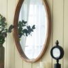 Oval Wall Mirror With Wood Frame, Farmhouse Wood Mirror For Bathroom Entryway Console Lean Against Wall - Brown - Image 4