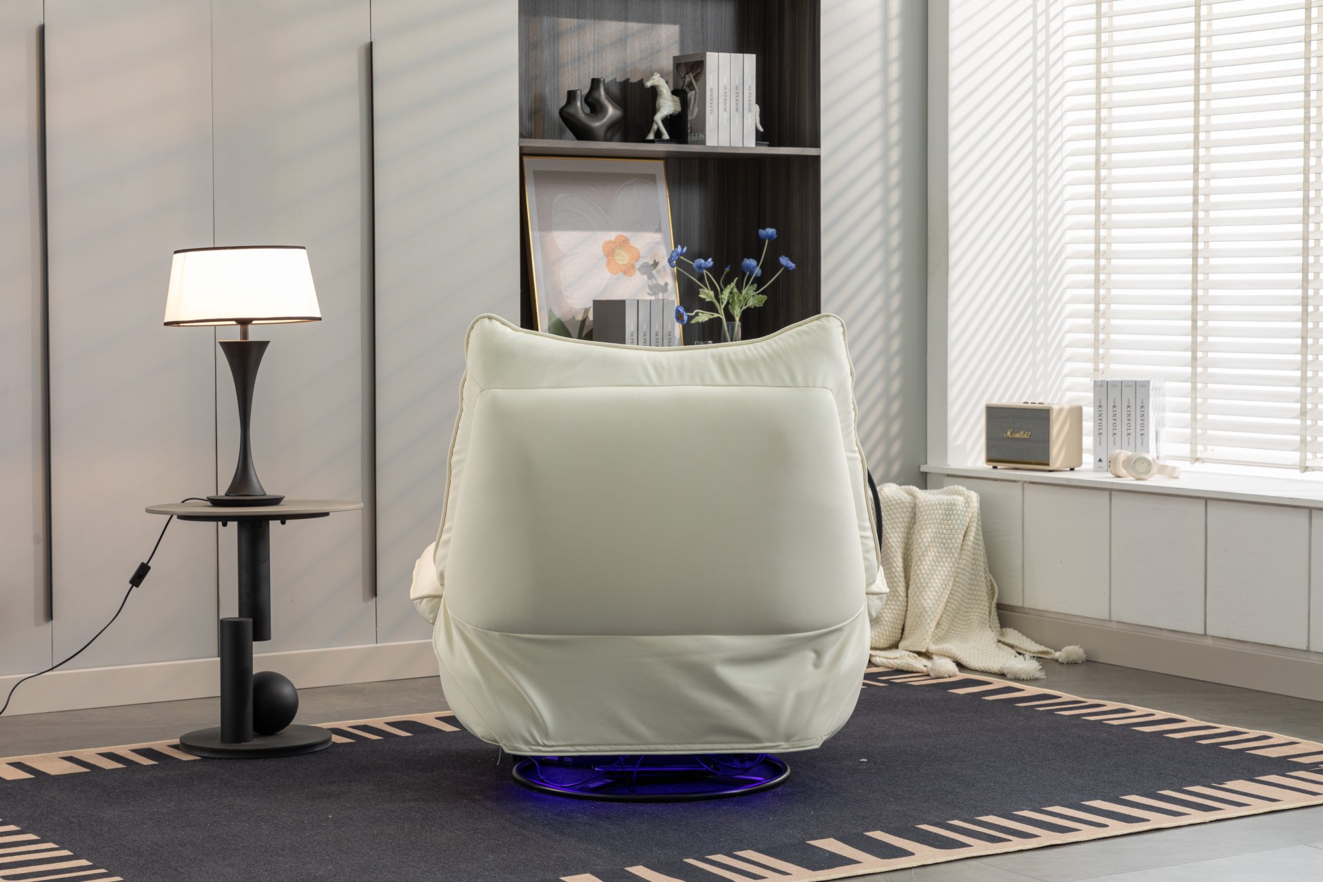 270 Swivel Glider Recliner Chair, Power Recliner Rocking Chair, USB Port Charge For Nursery Chair With Atmosphere Lamp For Living Room Bedroom Apartment - White - Image 13