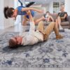 Marfi - 2' X 8' Oriental Runner Rug - Blue / Silver - Image 3