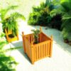 Square Outdoor Flower And Herb Pot - Teak - Image 2