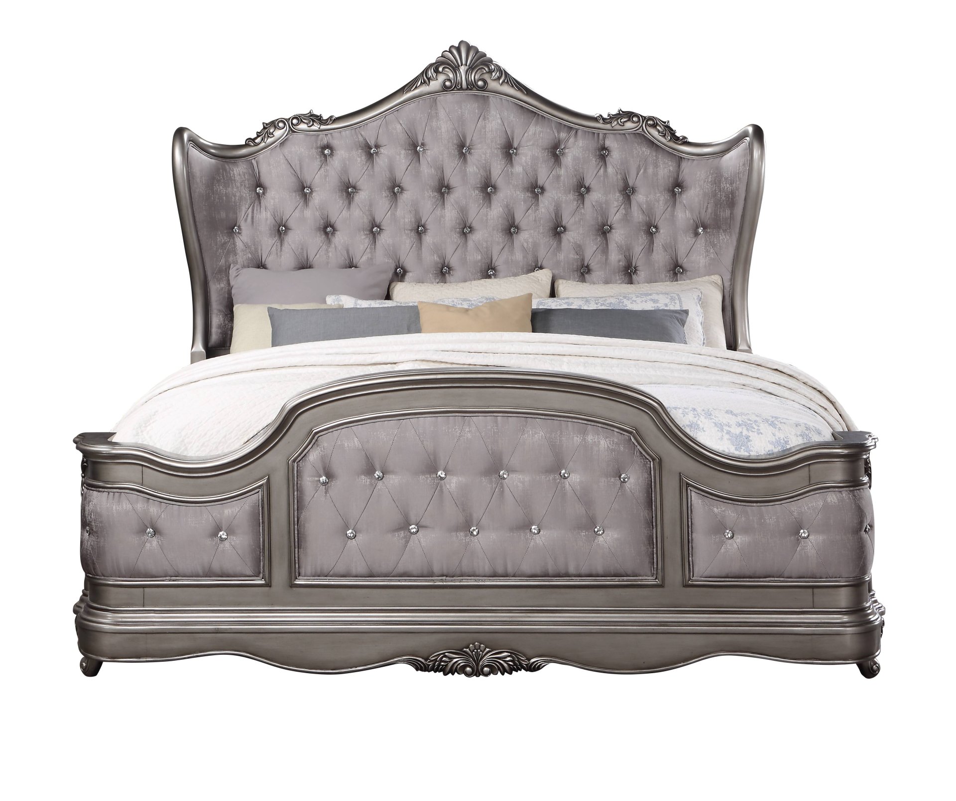 Ariadne - California King Velvet Bed - Antique Silver - Image 3