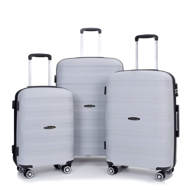 Hardshell Suitcase Spinner Wheels Pp Luggage Sets Lightweight Durable Suitcase With Tsa Lock, 3 Piece Set (20/24/28) - Silver