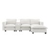 Modern Sectional Cloud Sofa With Console USB Charger Reading Light Cup Holder, Wide Seat 4 Seat Modular Couch Storable Indoor Funiture - Beige - Image 22