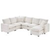 Modern U-Shape Modular Sofa, 7 Seat Chenille Sectional Couch Set With 2 Pillows Included, Freely Combinable Indoor Funiture - White - Image 2