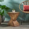 Flamboyant Outdoor Side Table With Twisted Hourglass Shape - Natural - Image 7