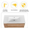 Modern 36" Wall Mounted Bathroom Vanity With Ceramic Sink And Storage Rack, 2 Soft Close Drawers - Imitative Oak - Image 10