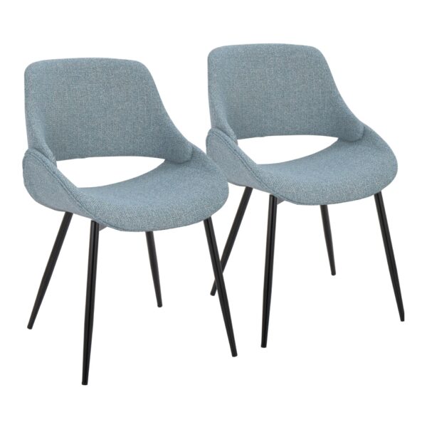 Fabrico - Mid-Century Modern Dining Chair (Set of 2) - Black / Blue