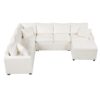 Sectional Sofa Pull-Out Sofa Bed Sleeper With A Storage Ottoman, Three Pillows And Charging Devices For Living Room - Cream - Image 10