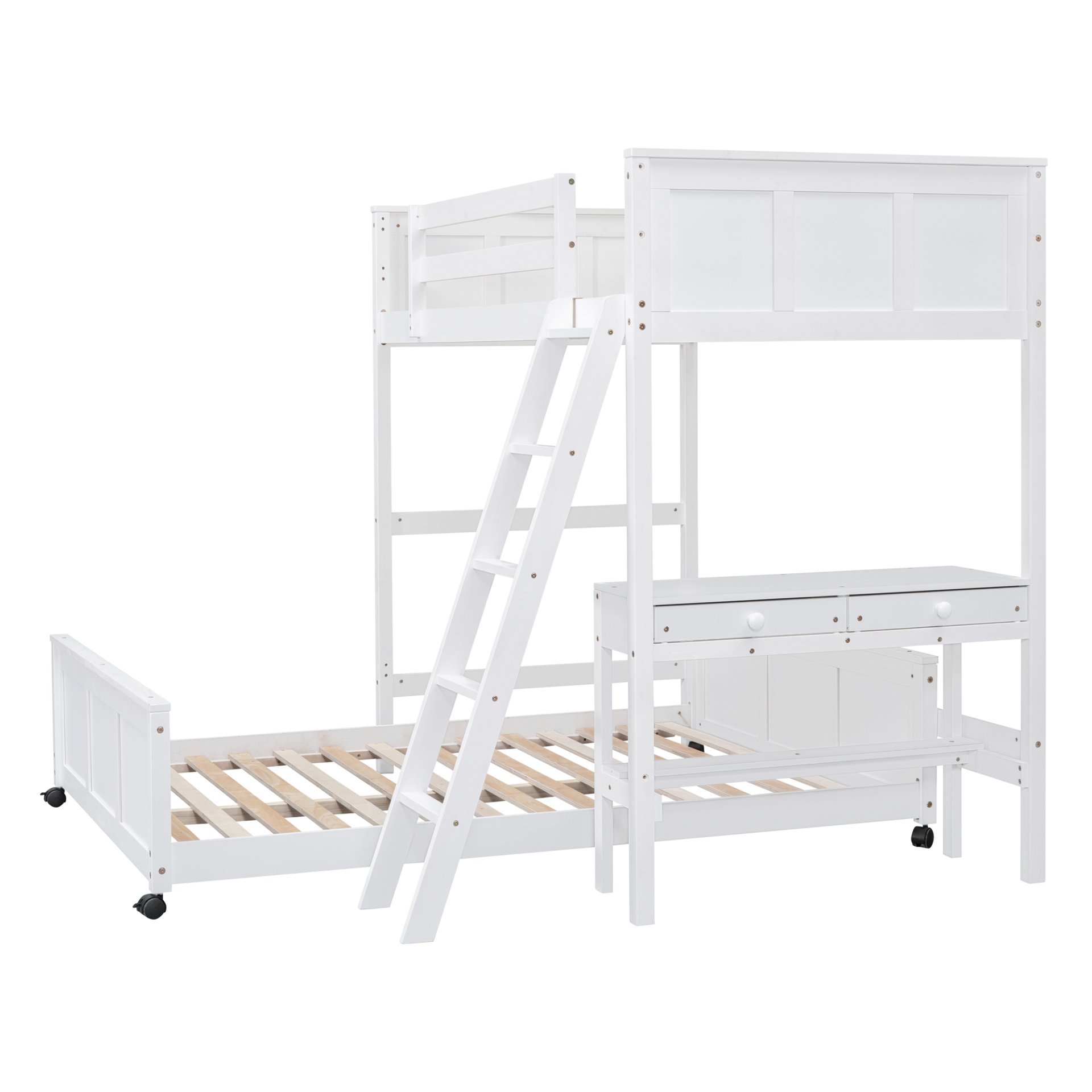 Twin Over Full Bunk Bed With Desk - White - Image 9