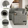 Sectional Sofa Versatile Sofa Bed Sofa Sleeper U - Shaped Sofa With Ample Storage Space, 2 Cup Holders And Charging Ports For Living Room - Light Gray - Image 7