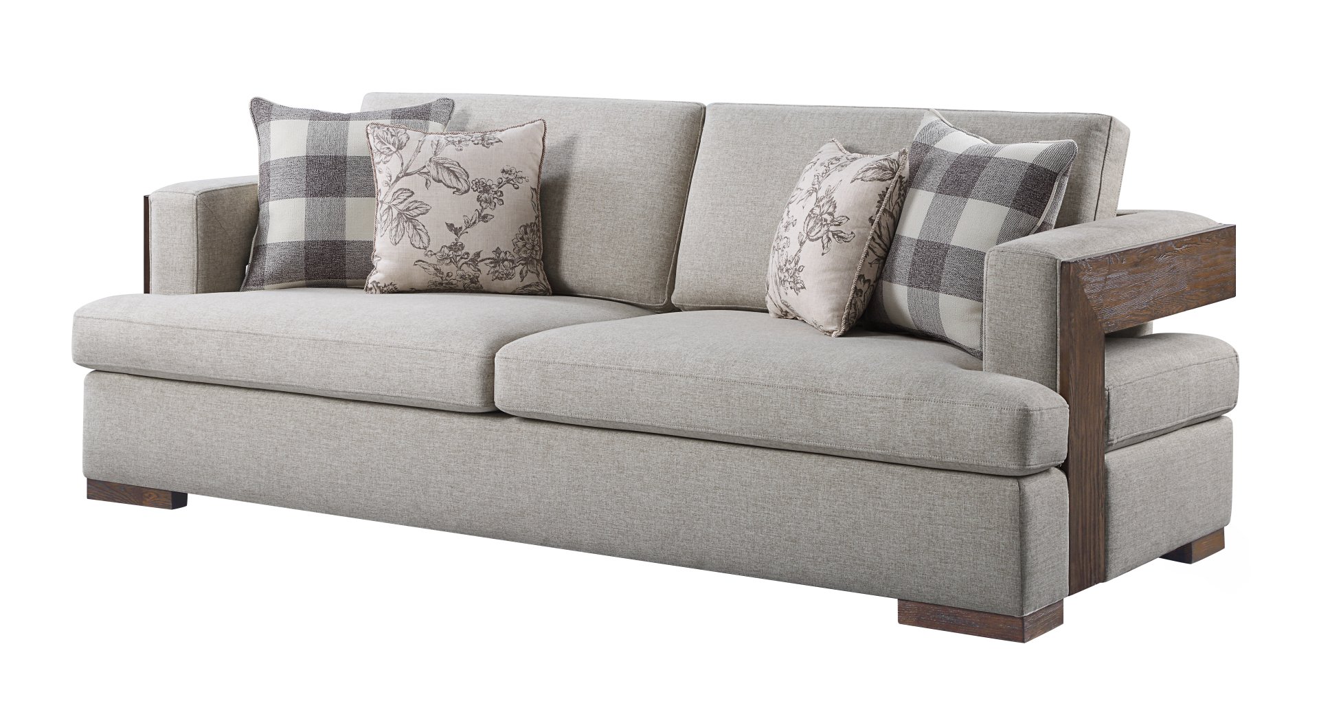 Niamey - 3 Piece Living Room Set With Toss Pillows - Walnut - Image 2