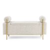 Elegant Upholstered Linen Storage Bench With Cylindrical Arms And Iron Legs - Beige - Image 13