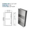 Stainless Steel Shower Niche Double Shelf 13" X 25" For Bathroom Organization - Brushed Nickel - Image 3