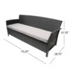 Thalassa - Outdoor 3 Seater Sofa With Water Resistant Cushion - Gray / Black - Image 3
