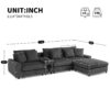 Sectional With Bluetooth Speakers L Shaped Couch With Console USB Charger, Cup Holders Storage Ottoman Deep And Wide Seat Cloud Sofa - Dark Gray - Image 24