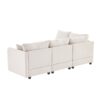 Modern Sectional Sofa With Vertical Stripes, 2 Pillows, 5 Seat Couch With Convertible Ottoman, Various Combinations, L-Shape Indoor Furniture - Beige - Image 7