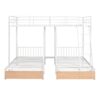 Full Over Twin & Twin Bunk Bed, Triple Bunk Bed With Drawers And Guardrails - White - Image 2