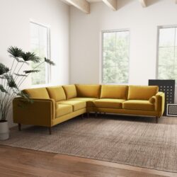 Amber - Velvet Corner Sectional Sofa - Yellow