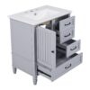 30" Bathroom Vanity With Sink, Bathroom Cabinet With A Door, 3 Drawers Legs, Adiustable Foot Pads - Gray - Image 18