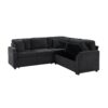 Modern L Shaped Sectional Sofa Bed With Hidden Storage Chenille Upholstery - Black - Image 9