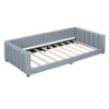 Queen & Twin Long Size Upholstered Platform Bed, Mother & Child Bed - Gray - Image 6