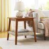 Mid - Century Square Side Table With Woven Shelf - Walnut - Image 2