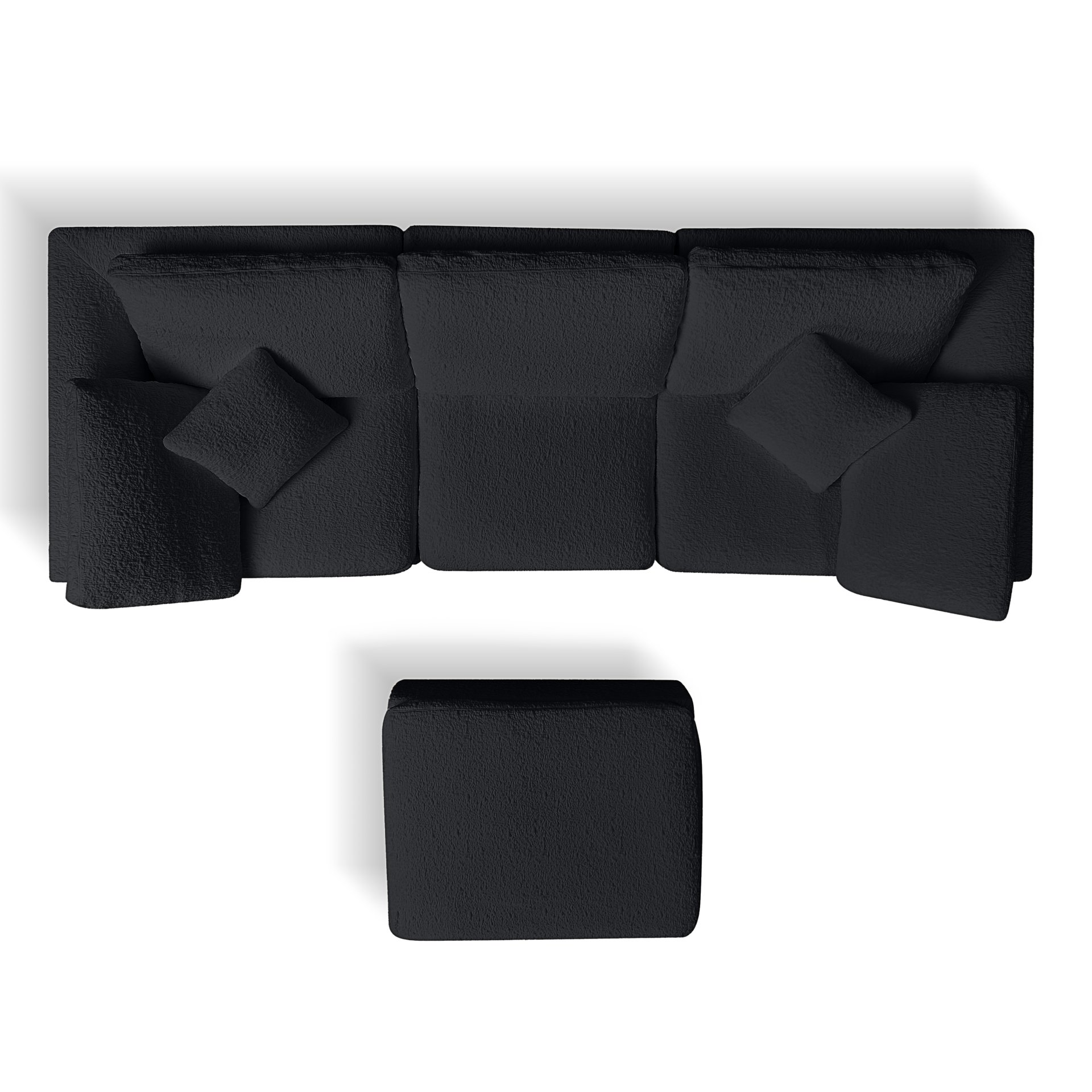 Cloud L Shape Modular Sectional Sofa With Ottoman, 3 Seater Convertible Couch - Black - Image 16