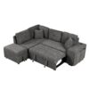 Convertible Sleeper, Sectional Pull Out Sofa Bed With Storage Ottoman, 2 Throw Pillows, 2 Stools, Wireless Charger And Two Hidden USB Ports For Living Room - Dark Gray - Image 24