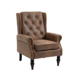 Modern Wood Frame Armchair With Sturdy Wood Legs And Microsuede Upholstery For Living Room