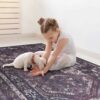 Maval - 2' X 3' Washable Area Rug - Black / Burgundy - Image 4