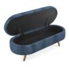 Modern Ottoman Oval Storage Bench With Rubber Wood Legs - Dark Blue - Image 11