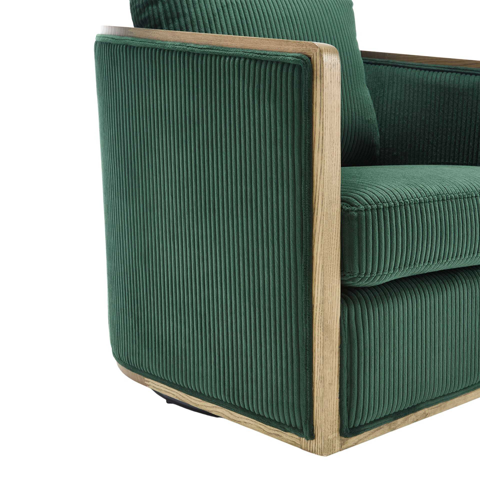 Corduroy Swivel Barrel Chair, Comfortable Accent Sofa Chair With 360 Degree Swivel For Living Room - Emerald - Image 22