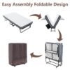 Folding Bed With Mattress, Sportable Foldable Bed With Storage Cover, Srollaway Bed For Adults With Memory Foam Mattress And Metal Frame, Scot Size Guest Bed On Wheels - Black - Image 7