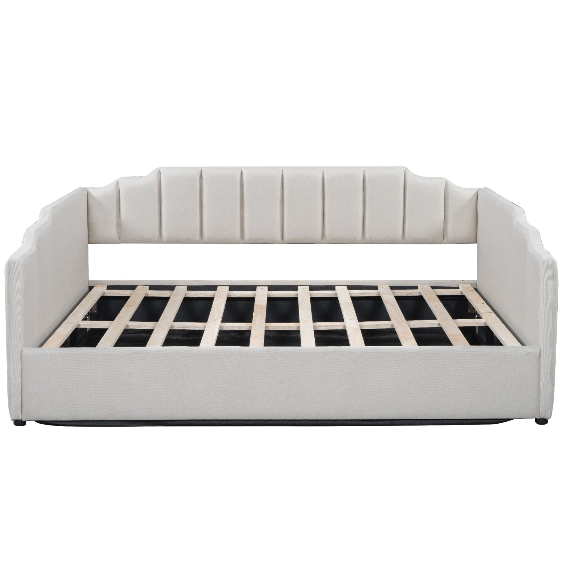 Full Upholstered Daybed With Underneath Storage - Beige - Image 7