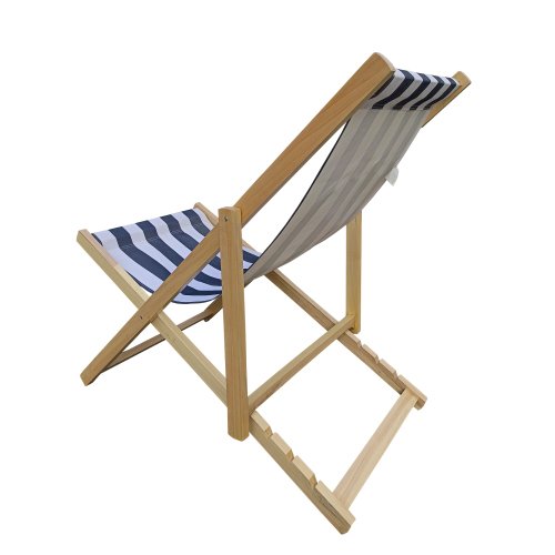 Sling Folding Chaise Lounge Chair - Stripe Blue - Image 4