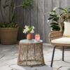 Southport - Boho Side Table With Tempered Glass Top And Woven Rope - Brown - Image 5