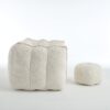Soft Chenille Bean Bag Chair With High Resilient Foam For Living Room And Bedroom Comfortable Square Lazy Sofa With Footstool - Beige - Image 19