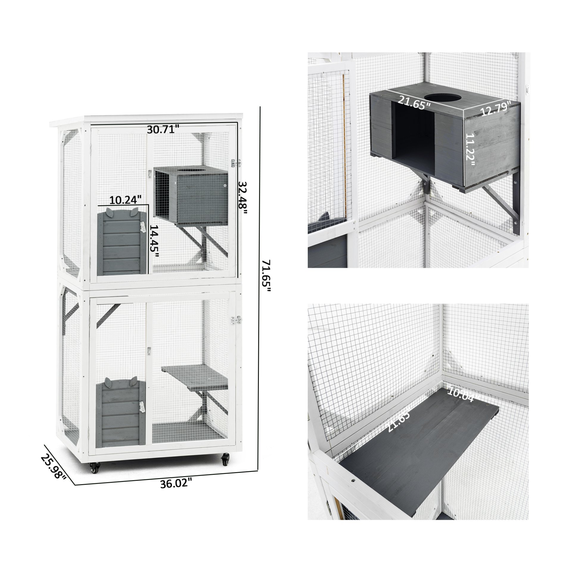Xpt016 Outdoor Indoor Cat Pet Climbing Rack Play Cage Lovely Big Space - White - Image 3