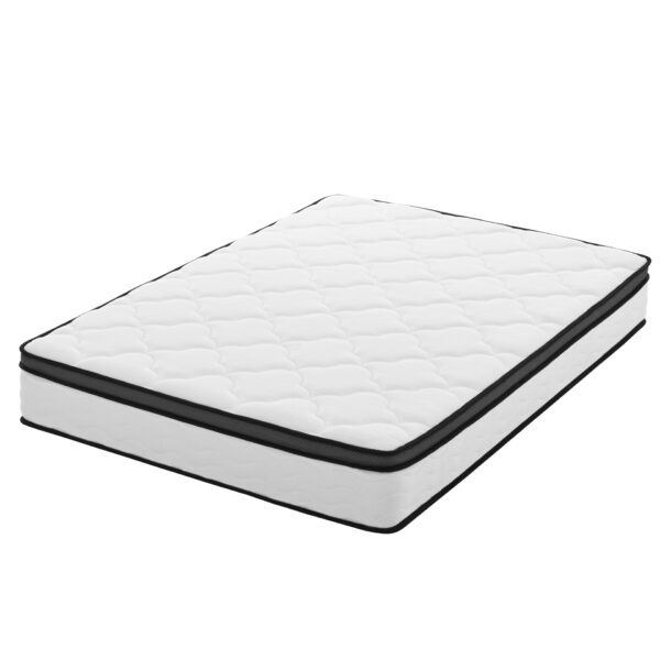 12" Full Hybrid Mattress With Pocket Coils And Memory Foam For Medium Firm Support - Creamy White / Gray / Cream