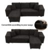Modern L-Shape 3 Seat Reversible Sectional Couch, Pull Out Sleeper Sofa With Storage Chaise And 2 Stools For Living Room Furniture Set - Charcoal Gray - Image 5
