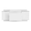 LED Coffee Table, Modern Center Table, Coffee Table With Open Storage Compartment And 2 Hidden Drawers For Living Room - White - Image 6