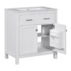 Bathroom Vanity With Ceramic Sink, Modern Single Bathroom Cabinet With 2 Doors And A Shelf, Soft Close Doors - White - Image 11