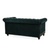 Chesterfield Velvet Loveseat Sofa 2 Person Rolled Arm Upholstered Couch - Forest Green - Image 8