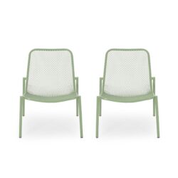 Outdoor Iron Chair With Mesh Design - Green