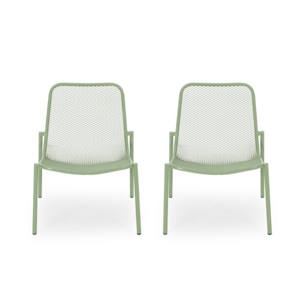 Outdoor Iron Chair With Mesh Design - Green