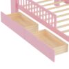 Twin Size Bed With Headboard Storage Rack, 2 Under Bed Drawers, 3 - Side Guardrails For Safety And Security - Pink - Image 14