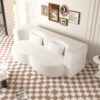 Modern Floor Sofa With 2 Pillows, Convertible Teddy Fabric Foam Filled Sleeper Sofa Bed, Full Size Folding Mattress For Living Room Guest Bed, Playroom, No Assembly Required - Beige - Image 8