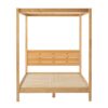 Queen Canopy Bed Frame Modern Minimalist Boho - Natural Pine - Image 2