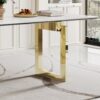 Thick Sintered Stone Composite Tempered Glass Top Rectangular Dining Table With Stainless Steel Base - Gold - Image 7