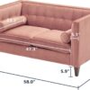 Mid-Century Velvet Sofa, Love Seats Sofa Furniture With Bolster Pillows, Button Tufted Couch For Living Room, Tool - Free Assembly - Pink - Image 2